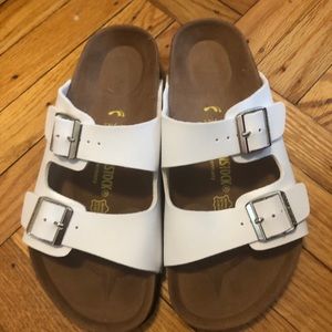 White Arizona Birkenstock sandals